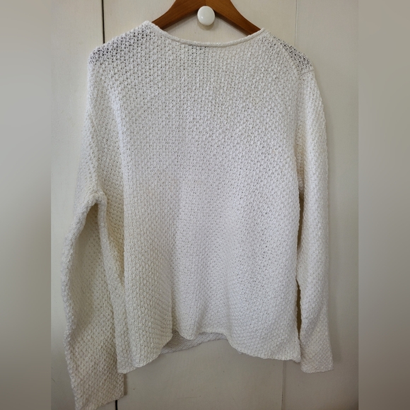 Eileen Fisher White Cotton/Nylon Sweater Sz XL - Picture 2 of 4